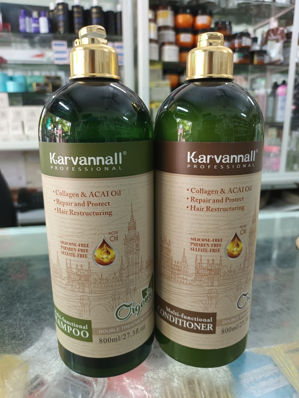 Cặp dầu gội xả karvannall organic 800ml x2