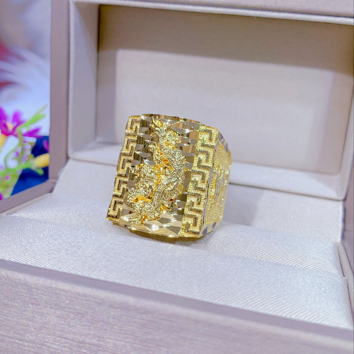 Nhẫn vàng mặt khắc rồng biểu tượng mạnh mẽ - hn106314 - đeo đi chơi sang chảnh - bền màu - đủ size - đổi trả thoải mái - không đen không ngứa