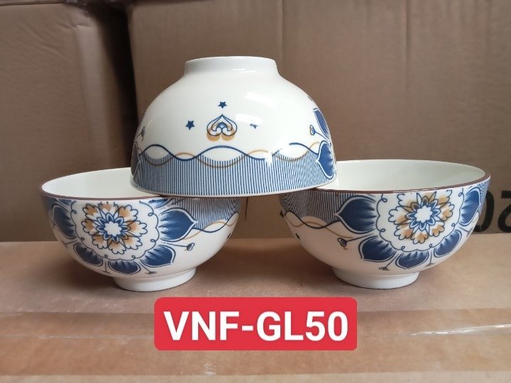 Combo 10 chén, 5 chén sứ hoa văn 11cm mẫu GL50, chén cơm trắng 11cm, chén chấm trắng 8.5cm