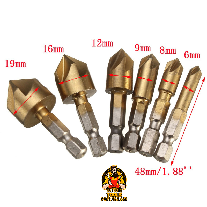 Bộ 6 Mũi Khoan Âm Vít Gỗ Phủ Titanium