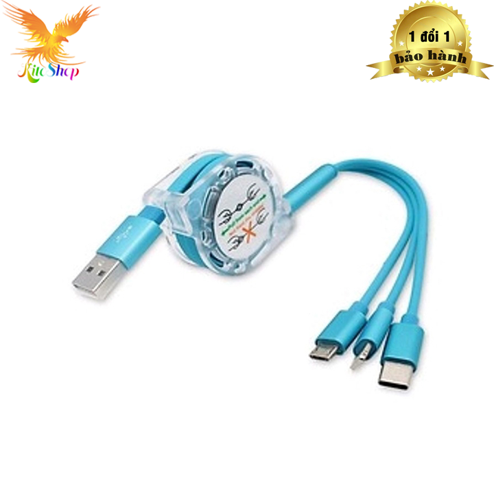 Cáp Sạc 3 Đầu Dây Rút Đa Năng