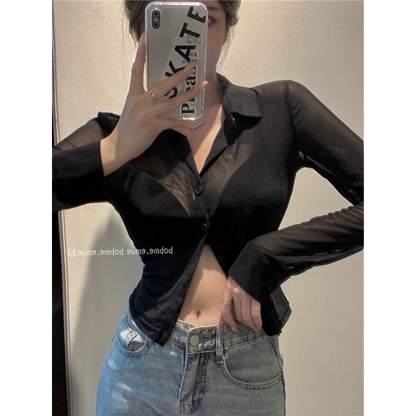 áo sơmi thun lưới mỏng sexy (79#)