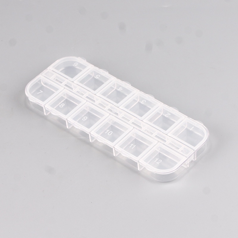 Khay đựng đá nail 12 ô, hộp đựng đá nail