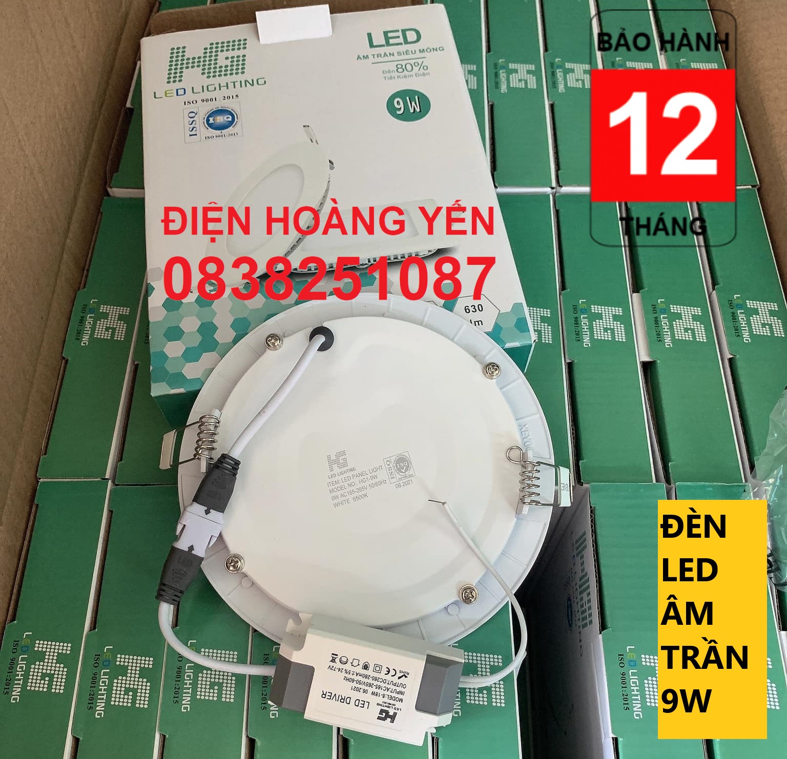 Đèn led âm trần siêu mỏng 9w(HG)