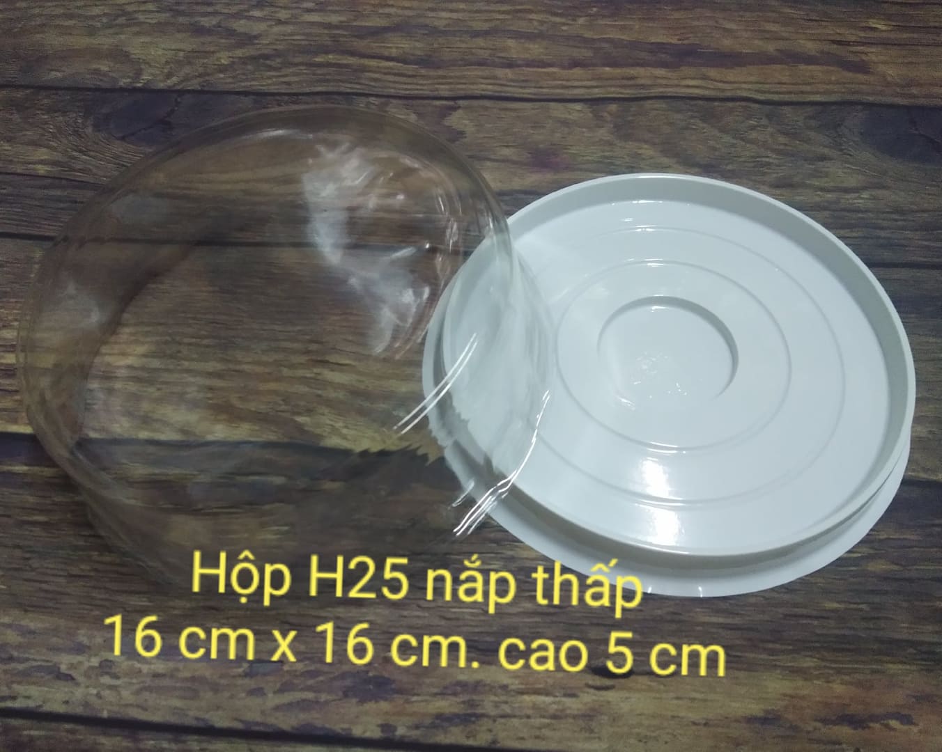 COMBO 50 HỘP NHỰA ĐỰNG BÁNH BÔNG LAN H25 NẮP THẤP, KÍCH THƯỚC 16.5 CM X CAO 5 CM