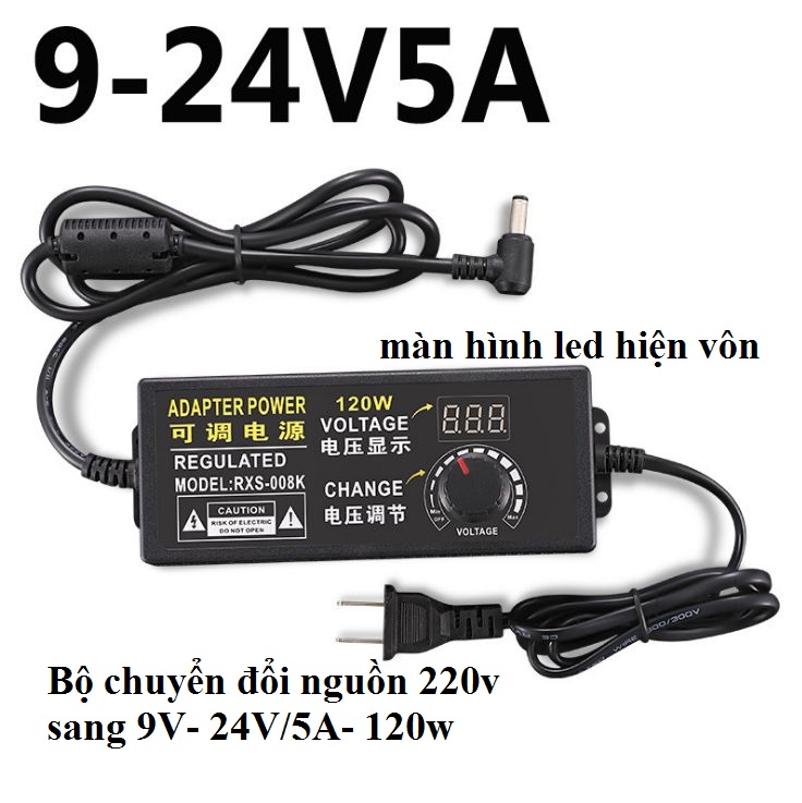 Adapter điều chỉnh điện áp 220v ra 9v-12v-24v/5a - 120w