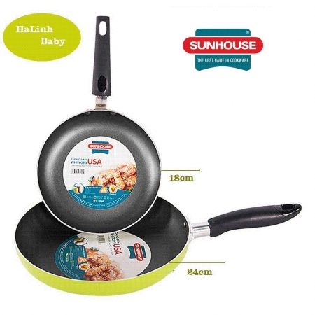 COMBO 2 CHẢO CHỐNG DÍNH SUNHOUSE 18cm VÀ 24cm