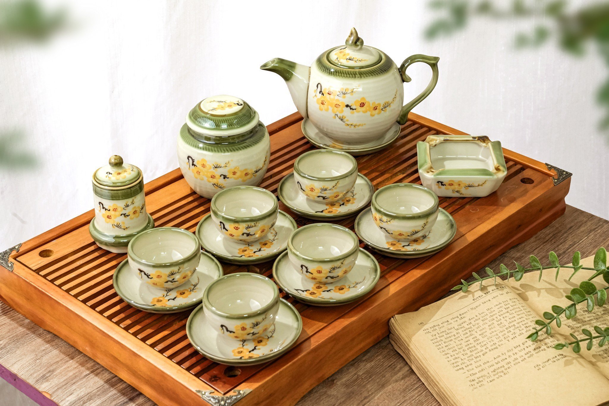 Ấm chén gốm sứ bát tràng bộ ấm chén pha trà cao cấp bộ trà đẹp