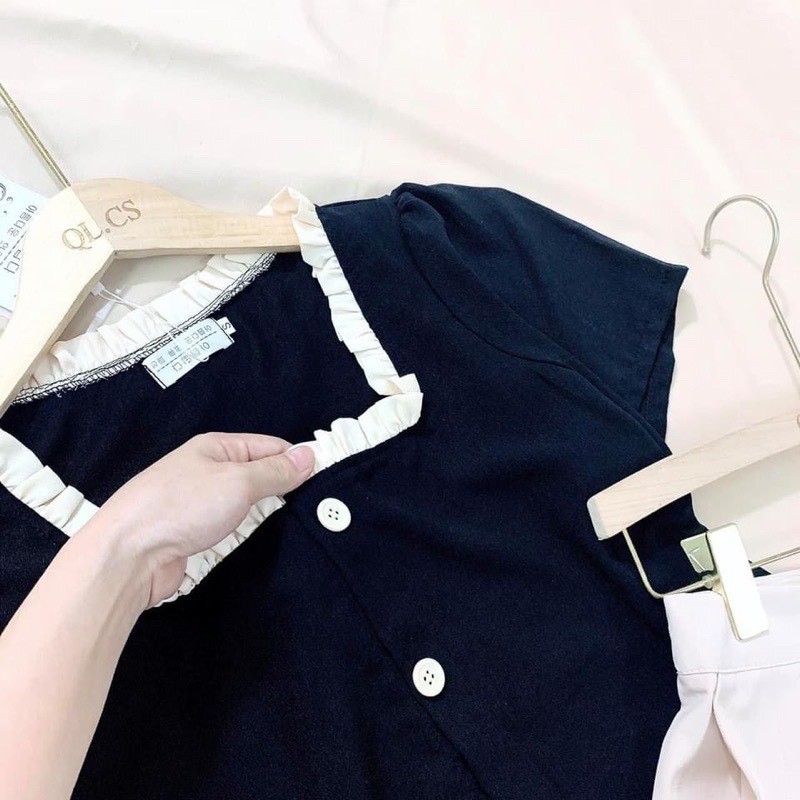 Áo cổ vuông ren chất vải mát mịn mặc hè dạo phố hay ở nhà đều ổn