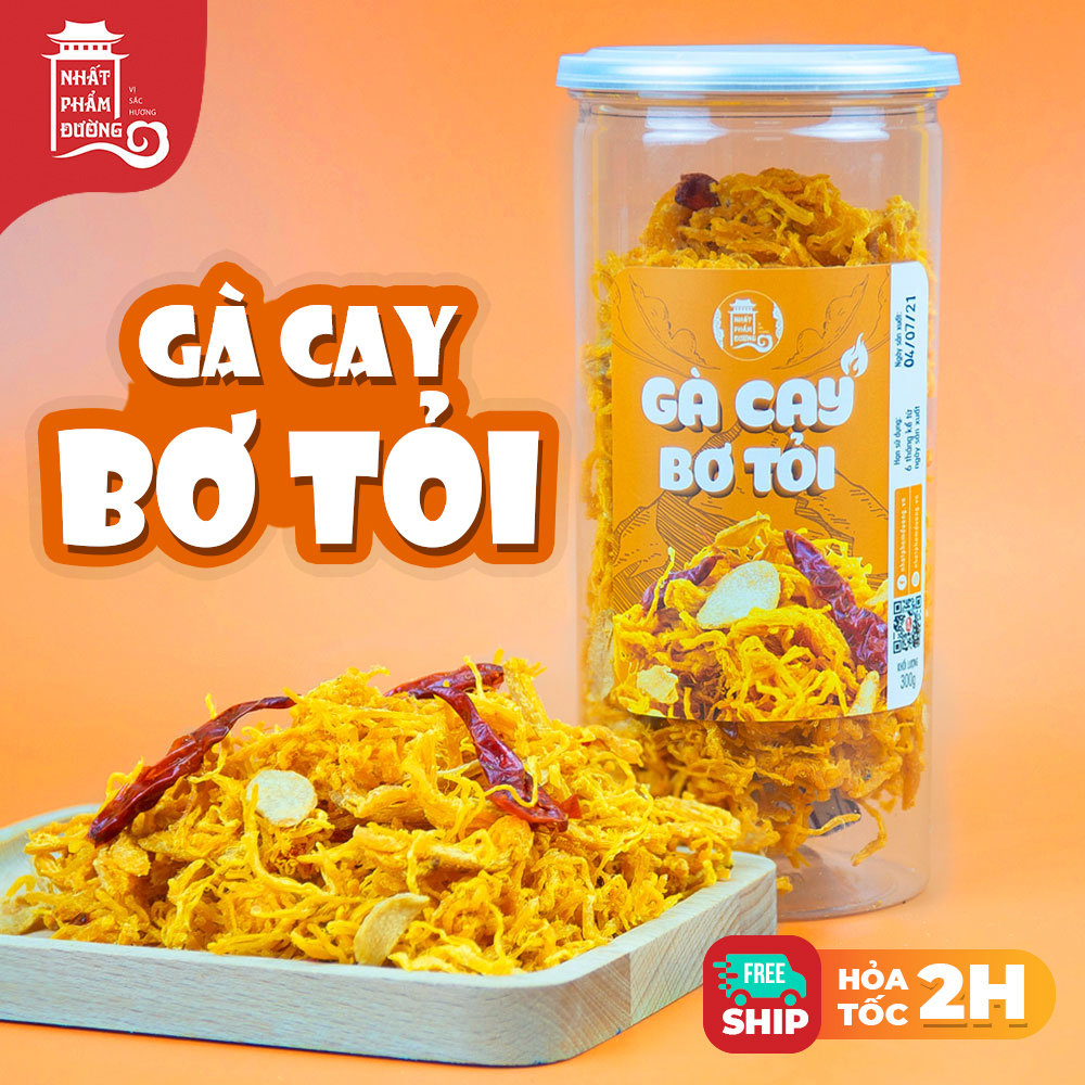 Khô gà bơ tỏi Nhất Phẩm Đường 300g đồ ăn vặt khô gà cay ngậy vị bơ tỏi