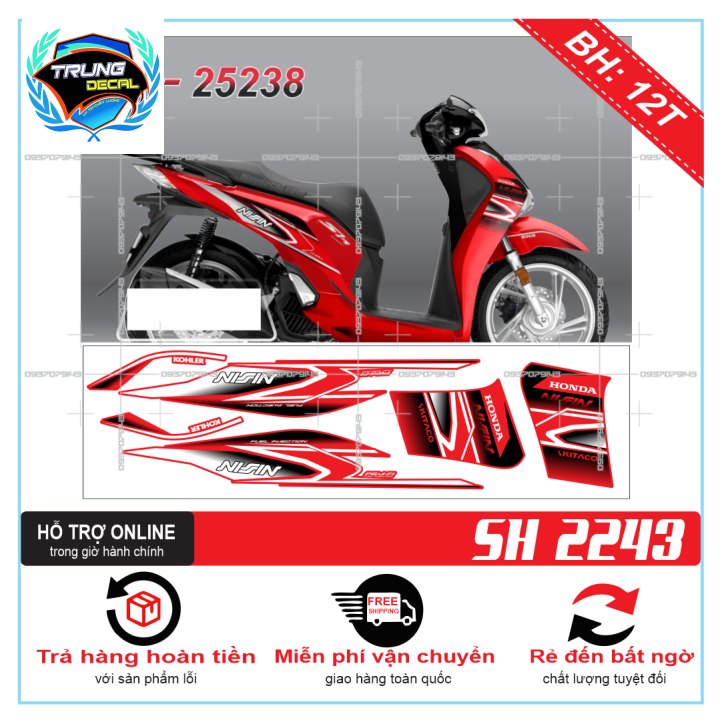 Tem rời xe sh 2019 dán xe đỏ