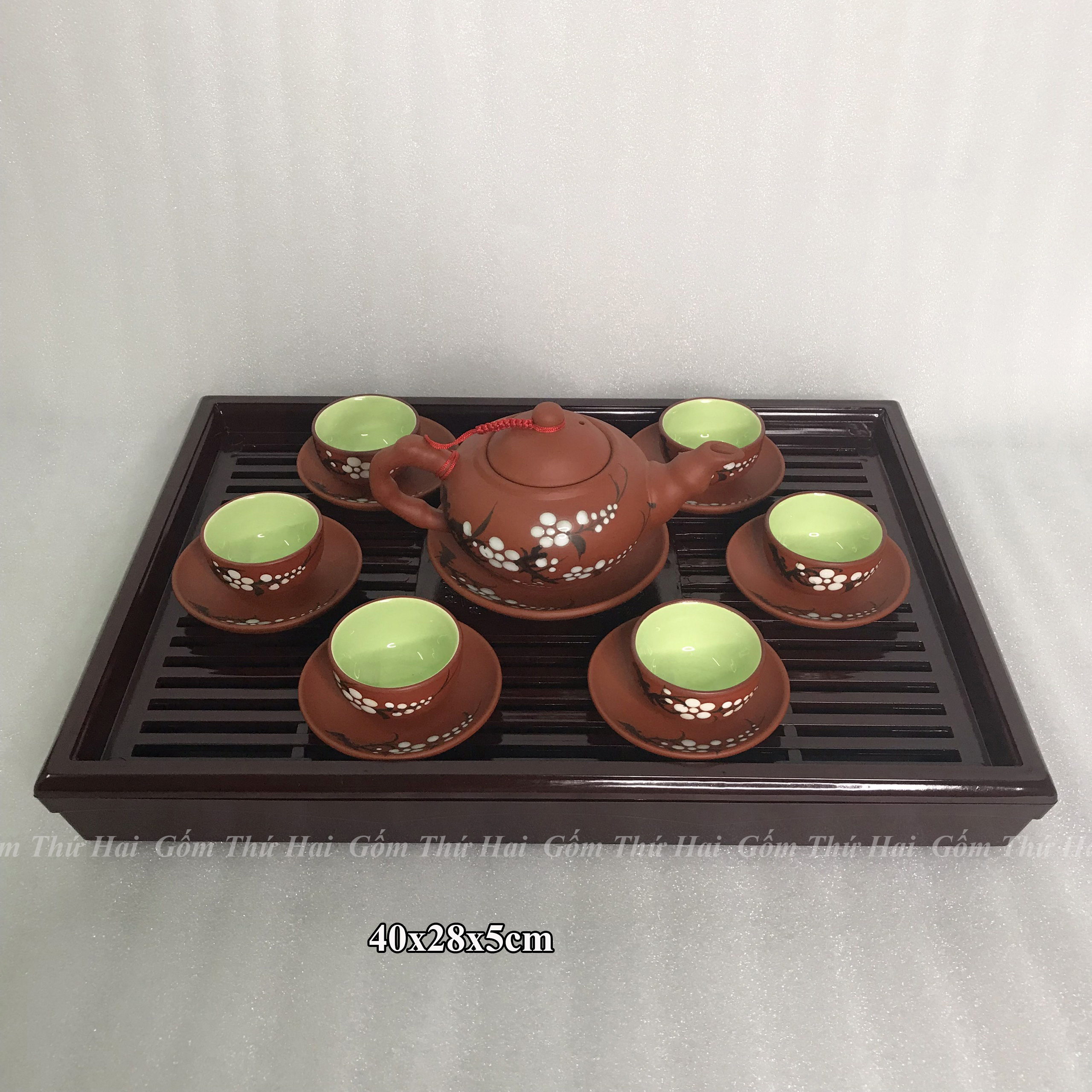 Khay đựng bộ ấm chén Bát Tràng chất liệu nhựa