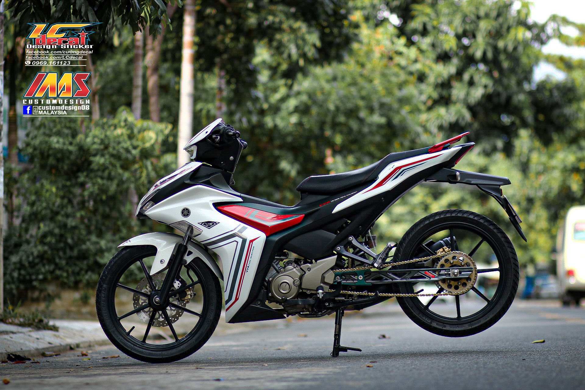 Tem rời mẫu y16zr cho exciter 155 trắng đỏ đen - chuẩn form dễ dán