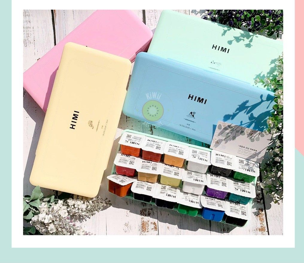 Màu Gouache HiMi dạng thạch bộ 18/24 màu
