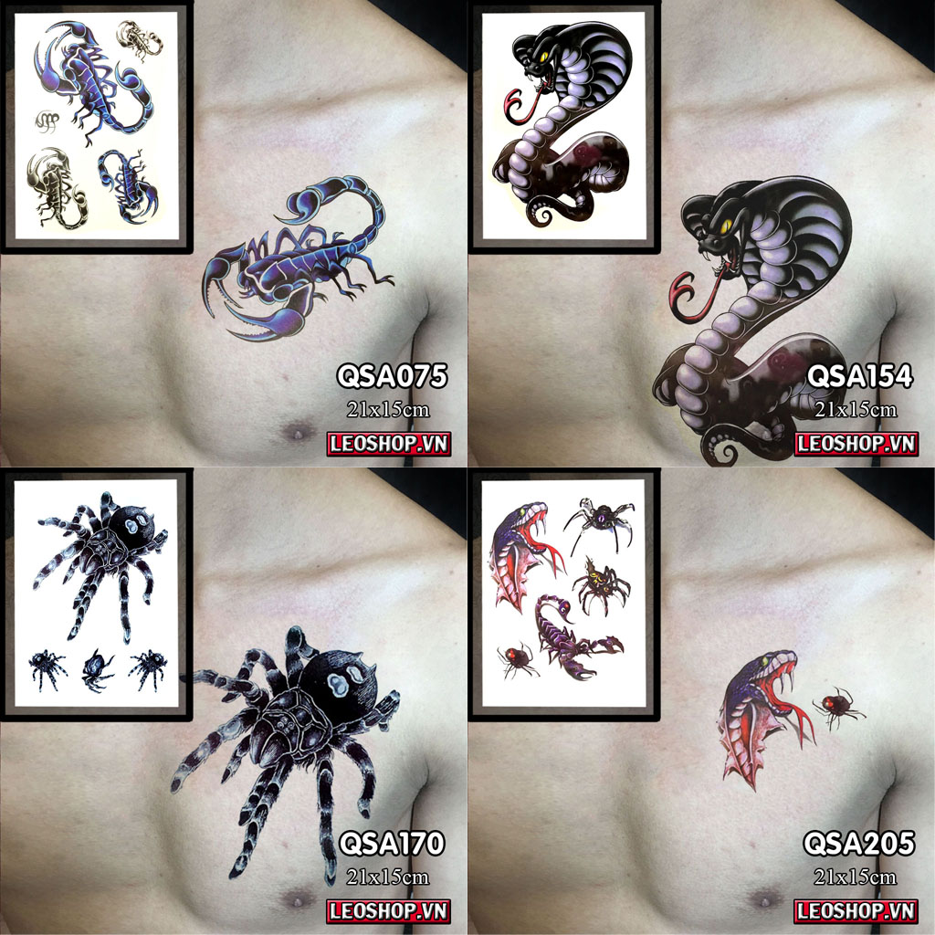 Tattoo stickers Spider, solid, Scorpion (21x15cm)