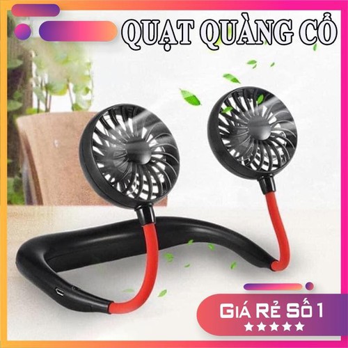 Quạt đeo cổ tích điện sạc pin 3 cấp độ gió