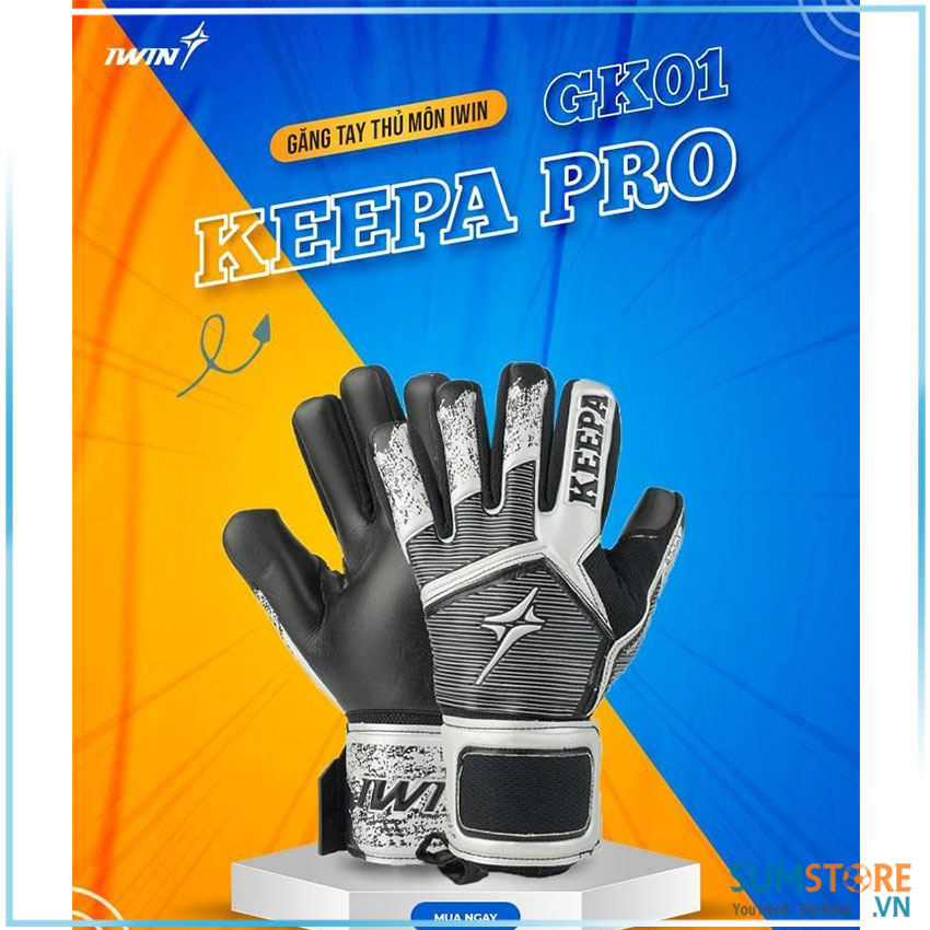 Găng tay thủ môn keepa pro gk01 màu xám đen - găng tay thể thao iwin