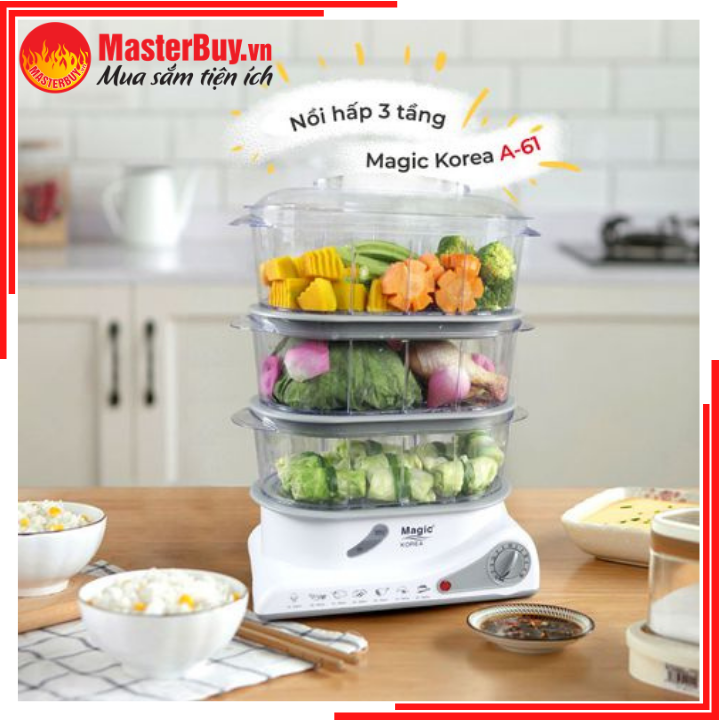 Máy Hấp Thực Phẩm Đa Năng 3 Tầng Magic A-61
