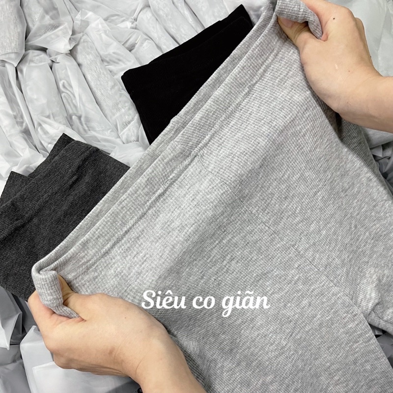 Quần legging thun tăm lót lông siêu co giãn cạp cao