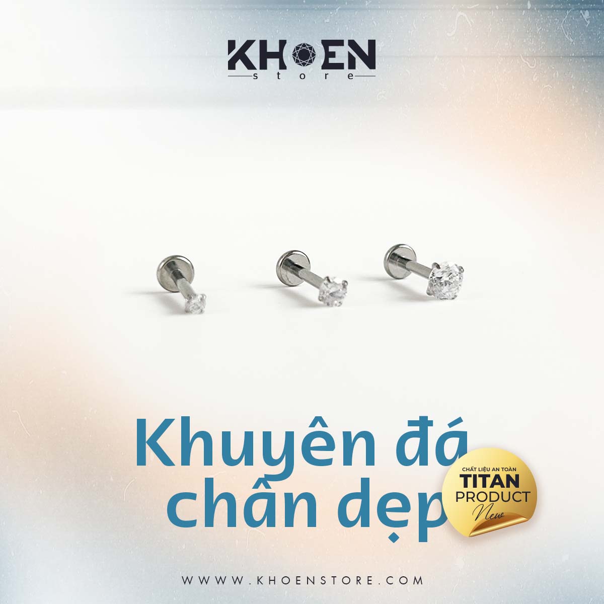 Khuyên Chân dẹp Đá - Titan - Khoen Store