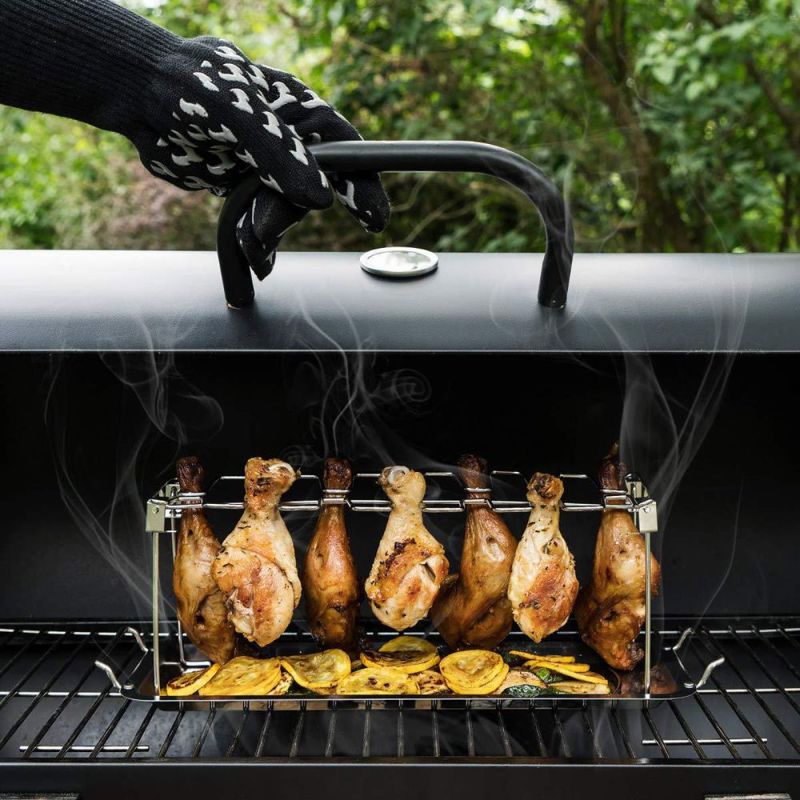 YESMILE Accessories Picnic Cooking Tools BBQ Baking Pan With Tray Non-stick Roaster Rack Stainless Steel Grill Barbecue