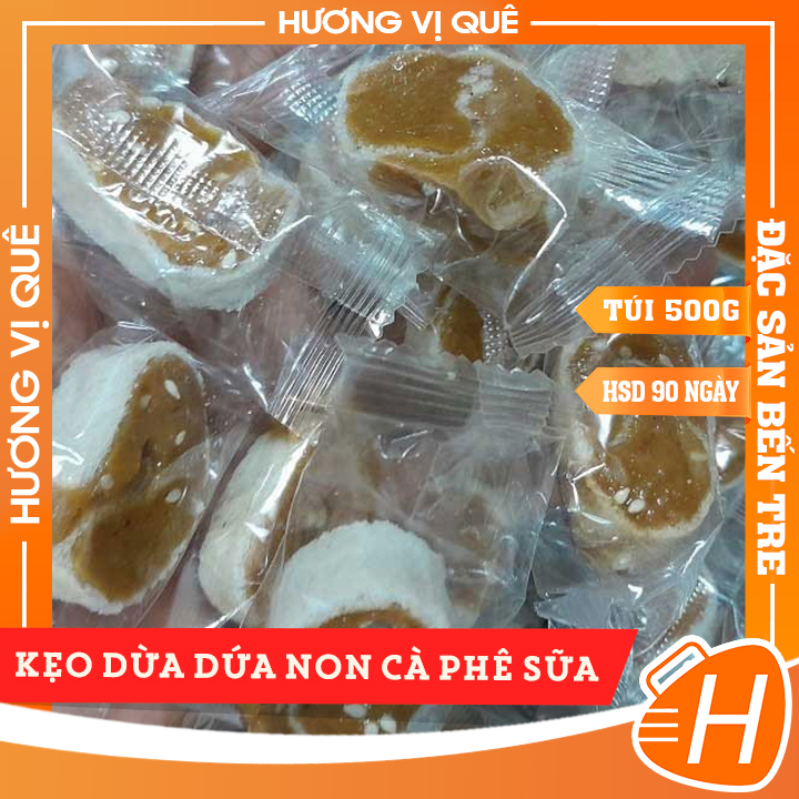 Kẹo Dừa Dứa Non Cà Phê Sữa - Túi 500g - Đặc Sản Bến Tre