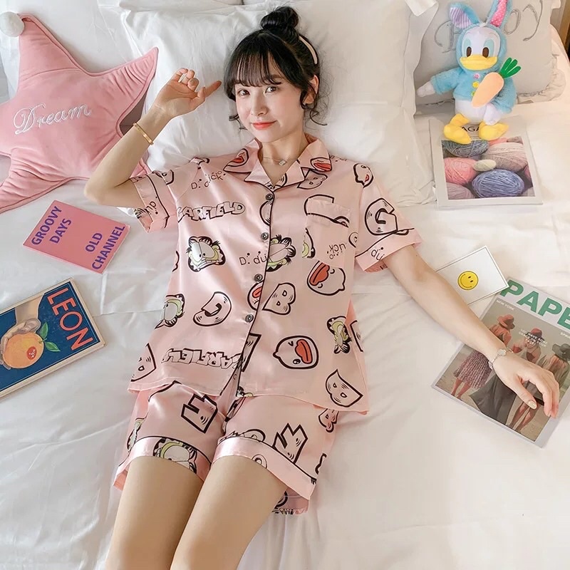 🌸 1️⃣ [QUÀ TẶNG] [CÓ SẴN] [SALE] [BIGSIZE] [FREESHIP] Bộ lụa pyjama cổ bẻ mặc nhà siêu xinh, mát