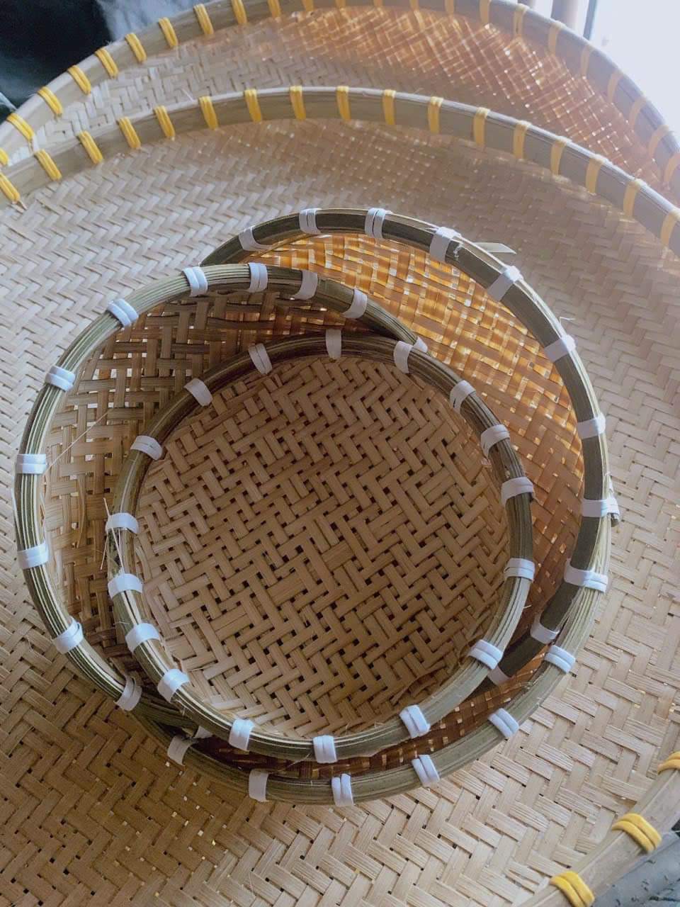 BỘ 3 RỔ LỖ THƯA 18cm, 20cm, 22cm mây tre