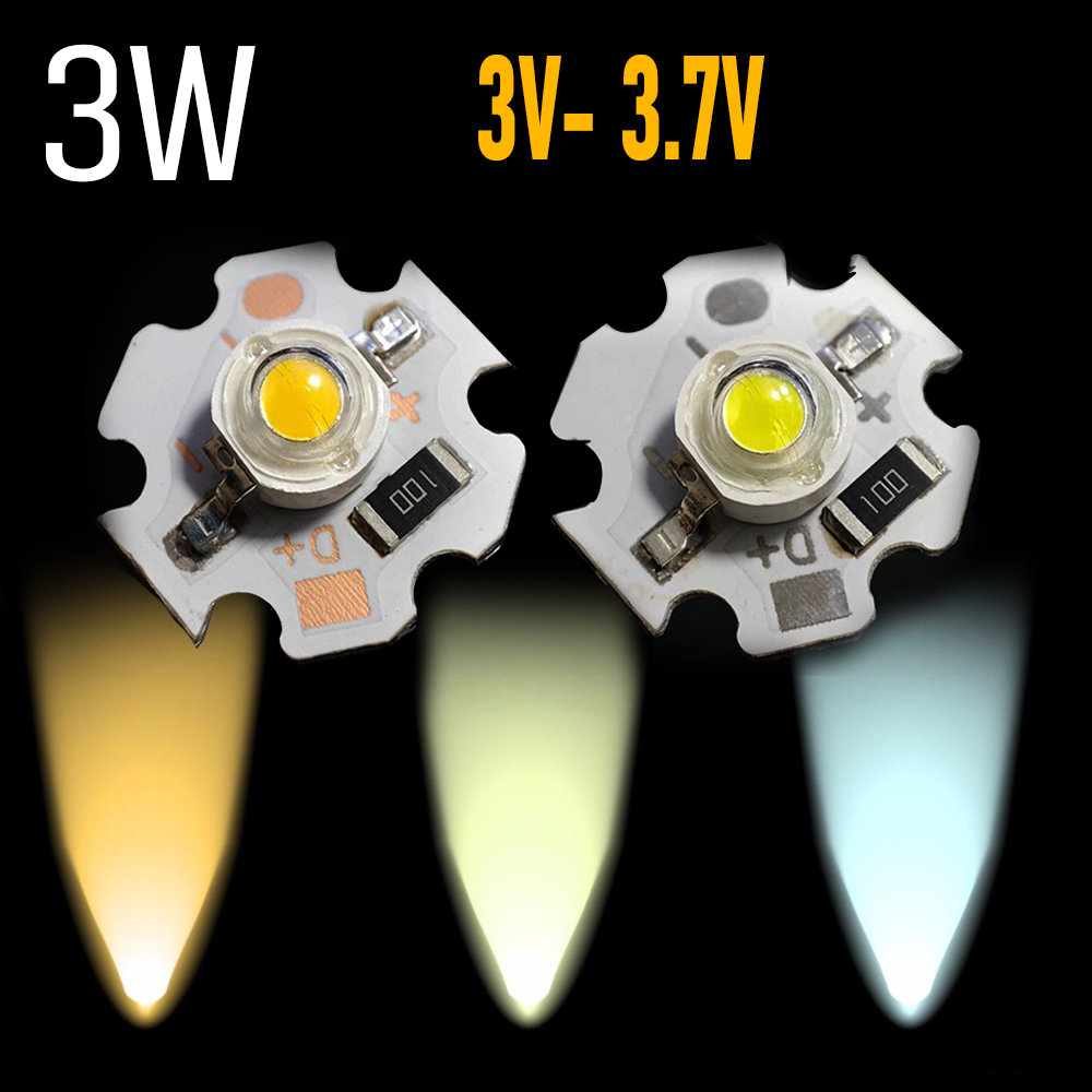 Bóng đèn Led, Chip Led 3V-3.7V Luxeon  đã hàn sẵn đế tản nhiệt 20mm, Thay thế đèn Led rọi, Đèn pin, Đèn đọc sách, Đèn học và làm việc
