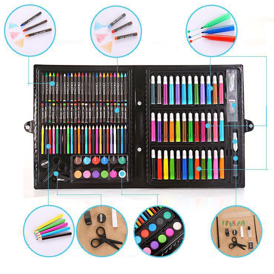 [Giá Sập Sàn] [QUÀ TẶNG CHO CON YÊU+HÀNG XỊN+GIÁ TỐT] HỘP BÚT MÀU 150 CHI TIẾT CHO BÉ-BỘ CHÌ MÀU 150 CHI TIẾT CHO BÉ-BỘ BÚT MÀU VẼ ĐA NĂNG CÓ HỘP CAO CẤP CHO BÉ Hàng Cao Cấp