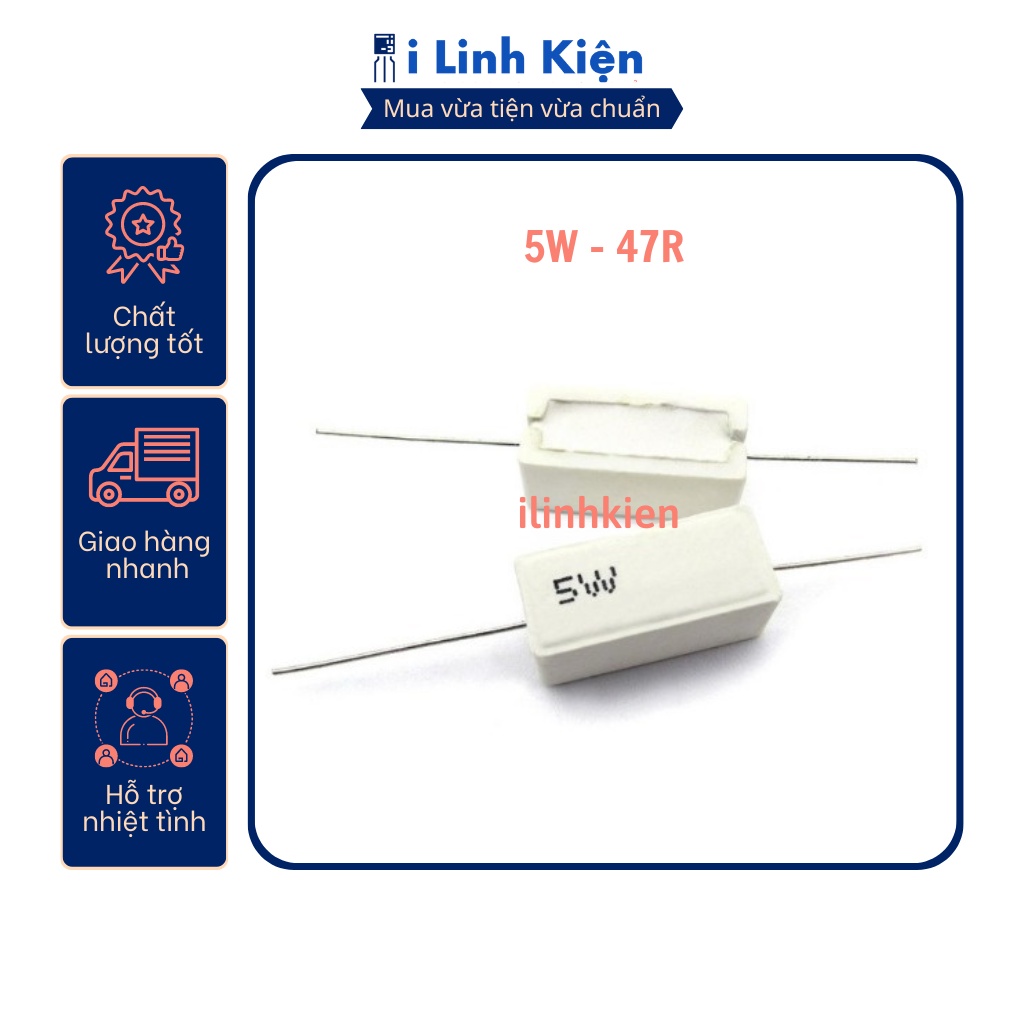 Điện trở sứ 5w 47r 5% chất lượng tốt