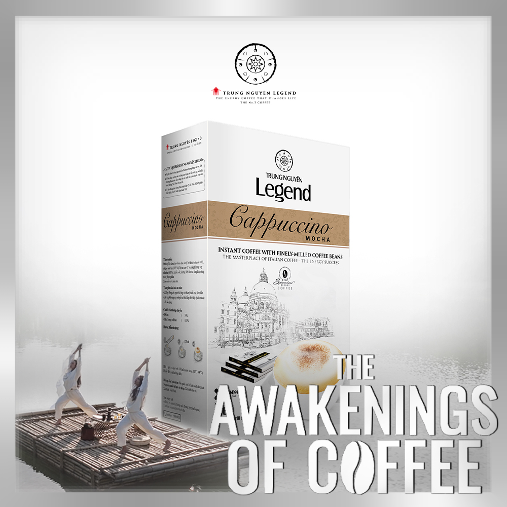 Trung Nguyên Legend - Cà phê hoà tan rang xay Cappuccino Mocha - Hộp 12 gói x 18gr ( có sữa)