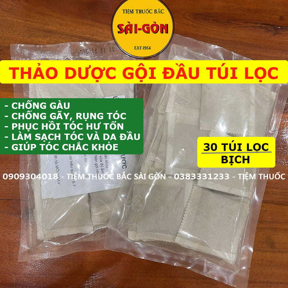 Thảo Dược Gội Đầu Túi Lọc - Bịch 30 túi lọc (Giảm rụng tóc, gàu ngứa, đen tóc, giúp tóc chắc khỏe)