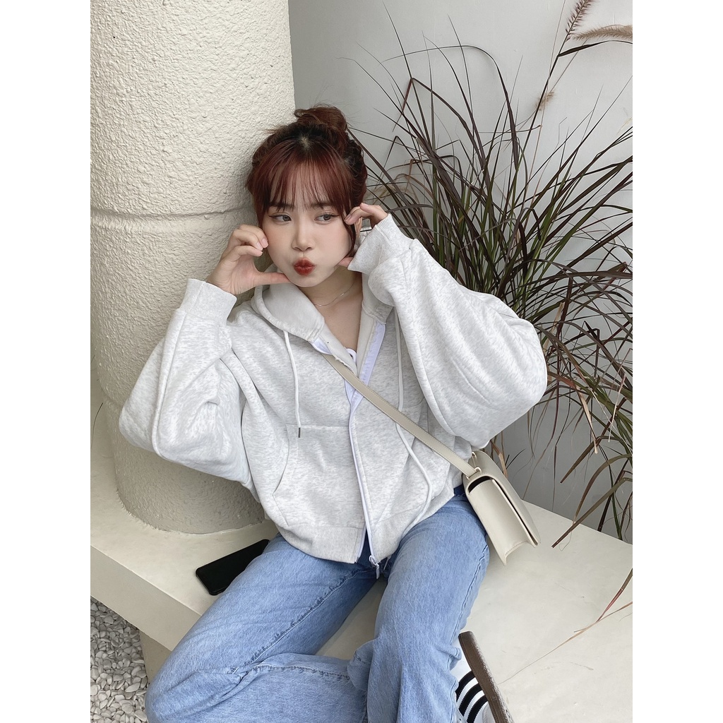 Áo hoodie zip croptop LOLLIE STUDIO TKA353