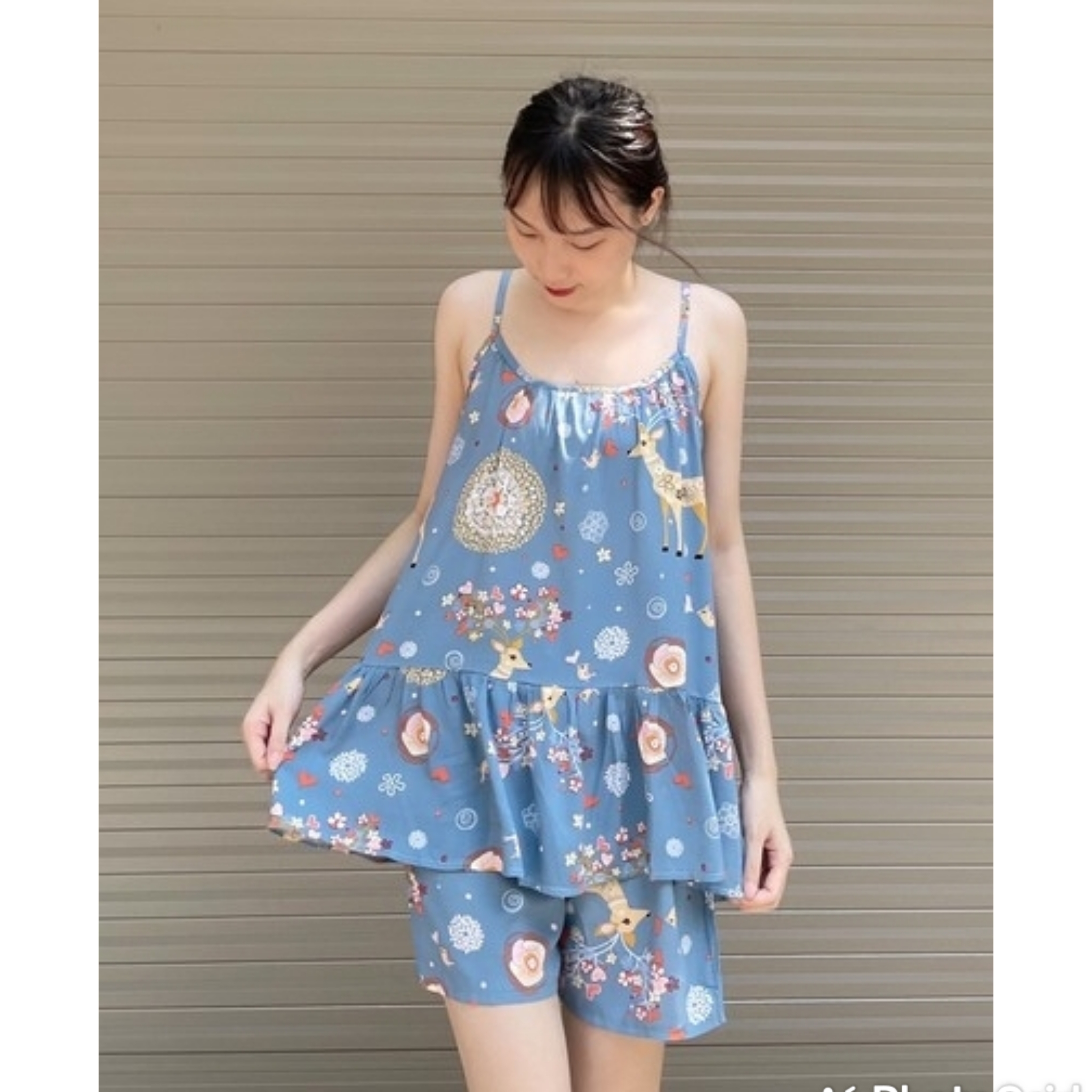 Đồ bộ bầu mùa hè chất đũi lụa mặc đi chơi ở nhà chất siêu mát