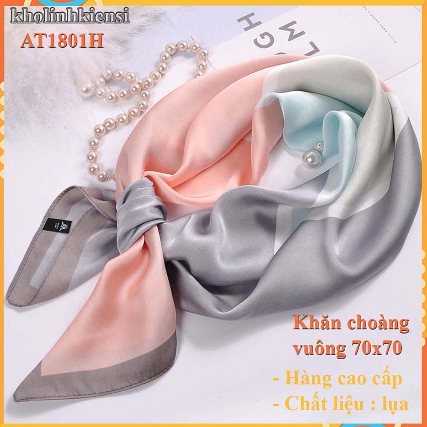 [HCM]Khăn choàng lụa vuông cao cấp at1801- Lụa-satin- khăn choàng cổ điệu đà cho phái nữ
