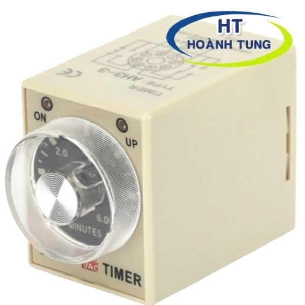 Timer cơ AH3-3 rơ le thời gian 8 chân tròn điện áp 220VAC kèm chân đế ...