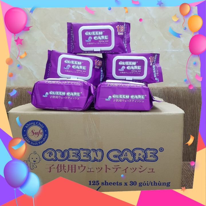[HCM]KHĂN GIẤY ƯỚT QUEEN CARE 125 TỜ - ( KHÔNG MÙI)