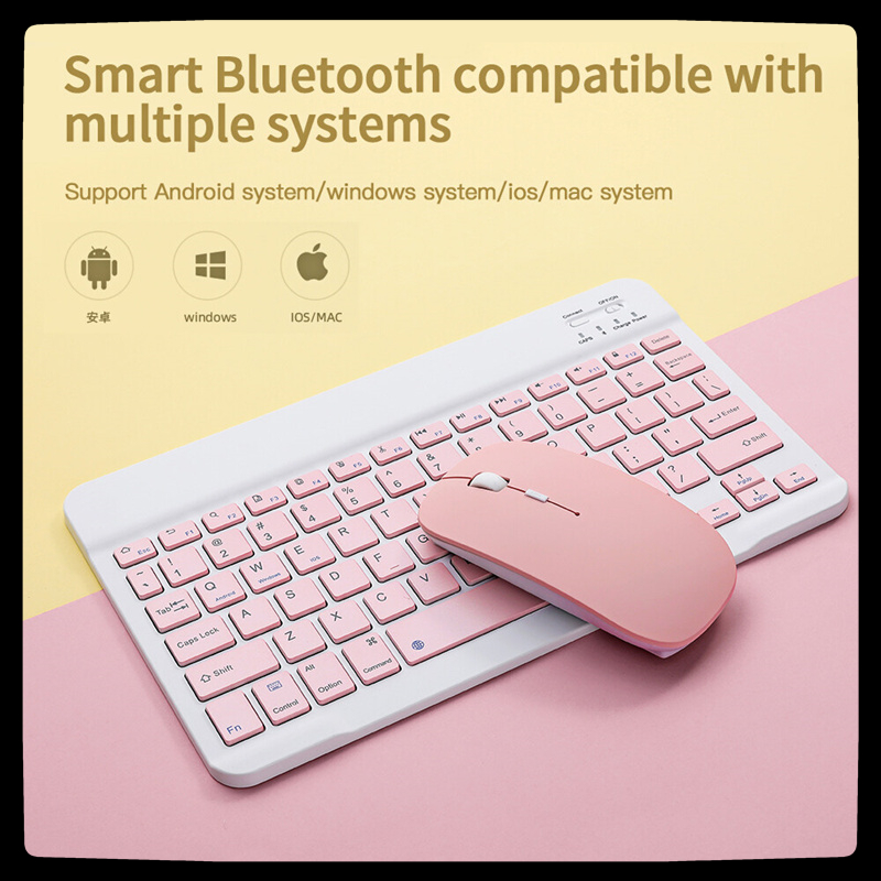 【HCM】 Bàn phím không dây Bluetooth Rovtop Universal MINI - Dành cho Windows / MAC / Android / IOS / Điện thoại / iPad / Máy tính bảng Bàn phím chuột Bluetooth iPad Color Mute Bàn phím di động nhỏ
