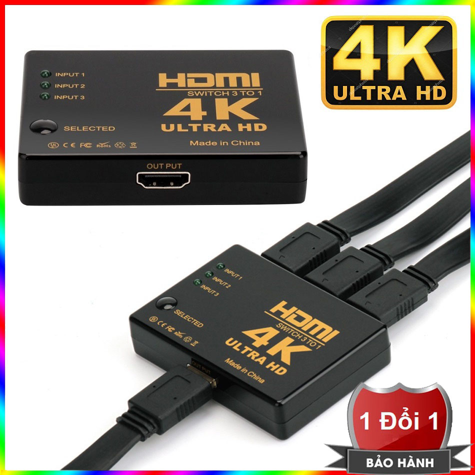 Switch HDMI 2.0 - 3 ngõ vào 1 ngõ ra cho tivi chuẩn 4K 2K chất lượng cao