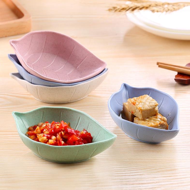 BZK Đĩa Đựng Gia Vị Nước Chấm Hình Chiếc Lá - Chén Đựng Gia Vị Bằng Lúa Mạch (Màu Ngẫu Nhiên)