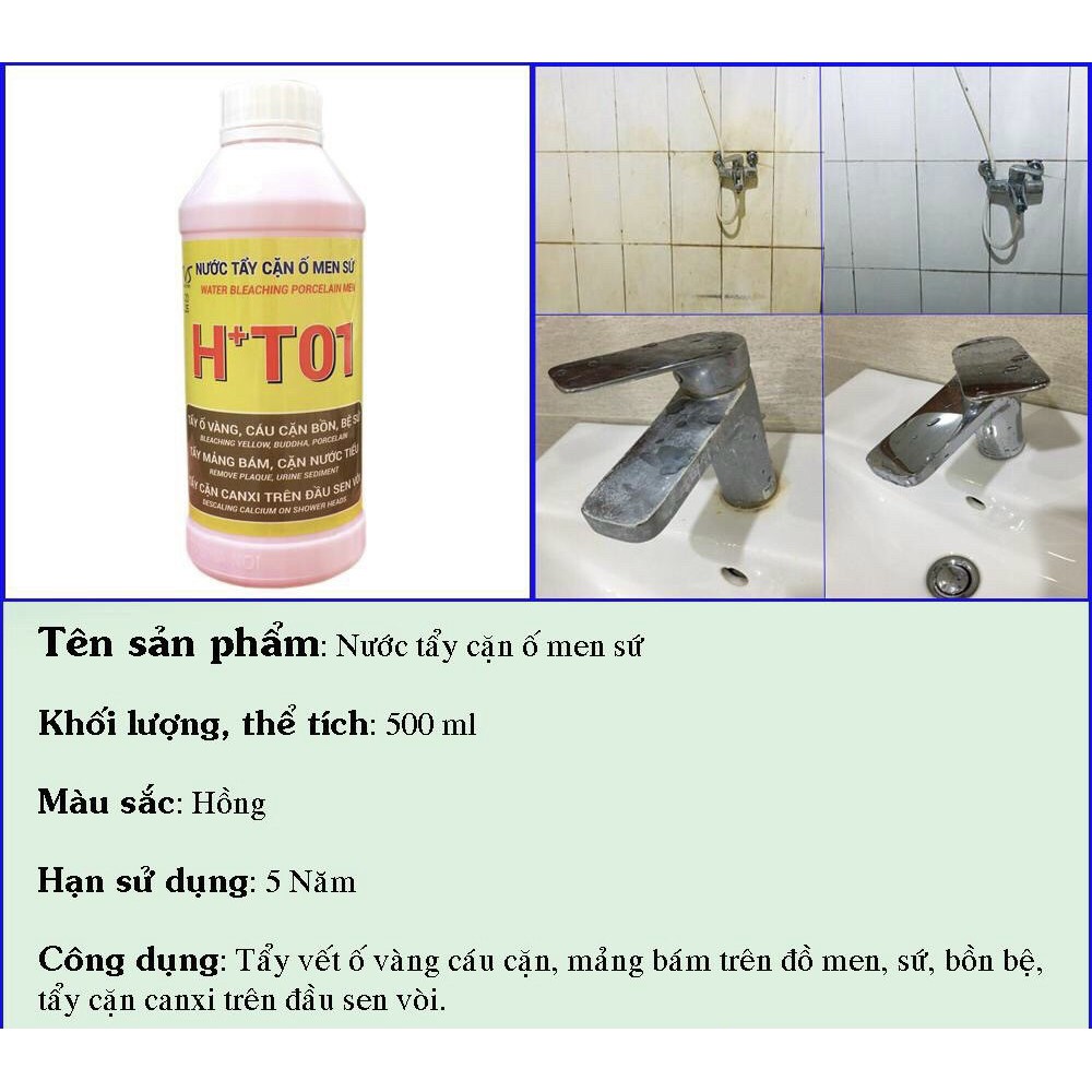 Tẩy trắng men sứ H+T01 - Chai 500ml
