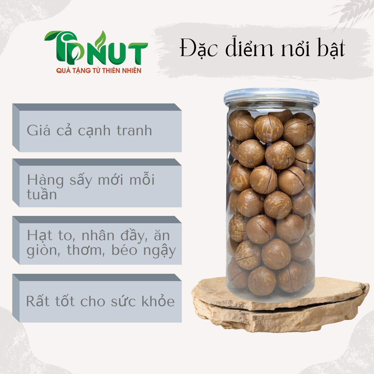 500g Hạt macca ĐăkLăk sấy nứt size trung
