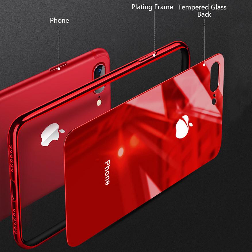 Ốp Lưng Kính Viền Silicon Cho iPhone 8 Plus, Ốp Lưng iPhone 8 Plus Siêu Đẹp