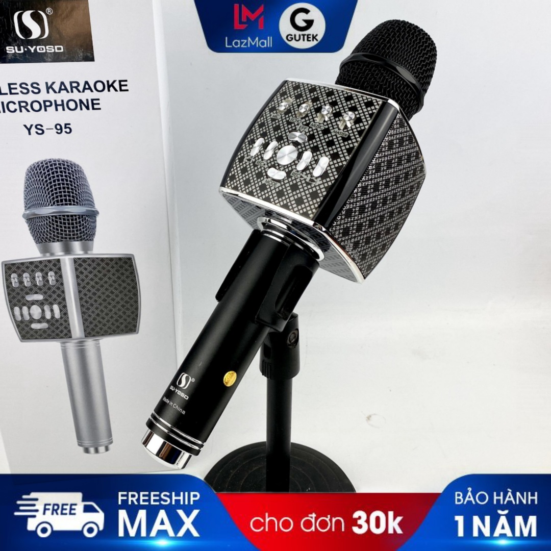 Mic Bluetooth Hát Karaoke Cao Cấp Gutek YS95 Không Dây Tích Hợp Loa, Đa Năng, Có Thể Cắm Tai Nghe, Livetream