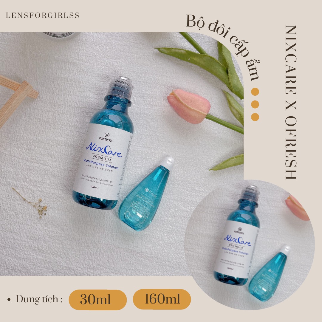 [Mã LazXuHuong02 - giảm 25k đơn từ 199k] Bộ đôi cấp ẩm nước ngâm và nhỏ mắt Nixcare x Ofresh chính hãng Olens | Nước ngâm lens và cushion cấp ẩm cho kính áp tròng | LENSFORGIRLSS