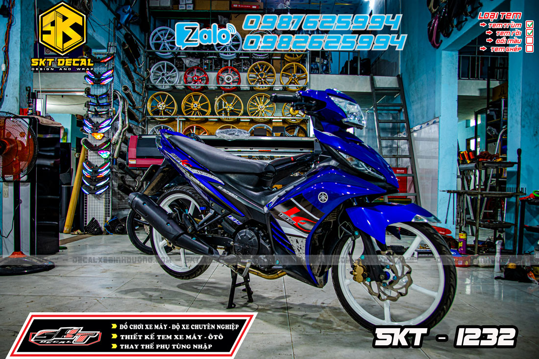 Tem trùm exciter 135 xanh đen bạc lc