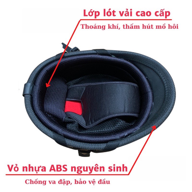 Nón Bảo Hiểm Vỏ Sò Vân Cacbon Cao Cấp
