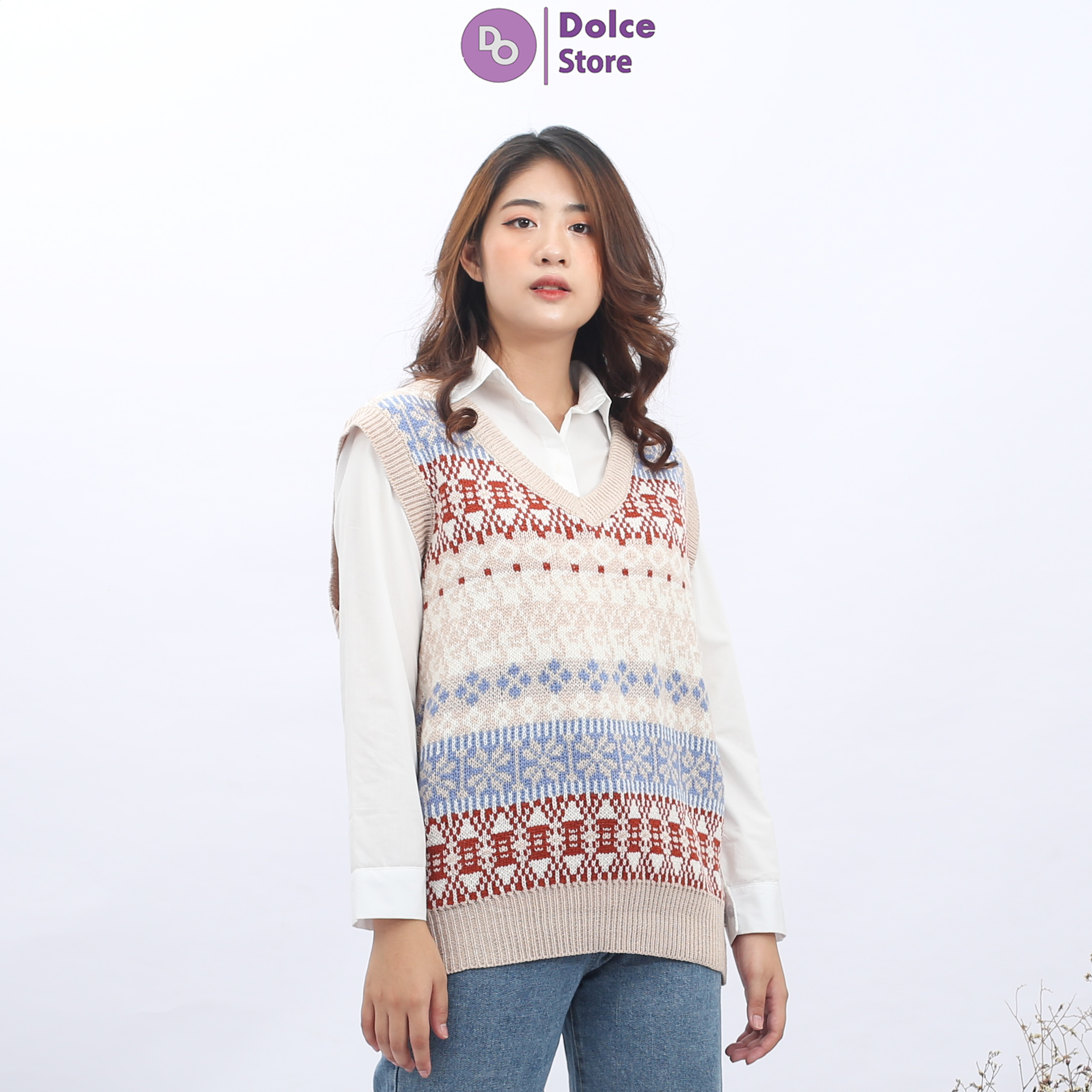 Áo gile len thổ cẩm siêu yêu Dolce