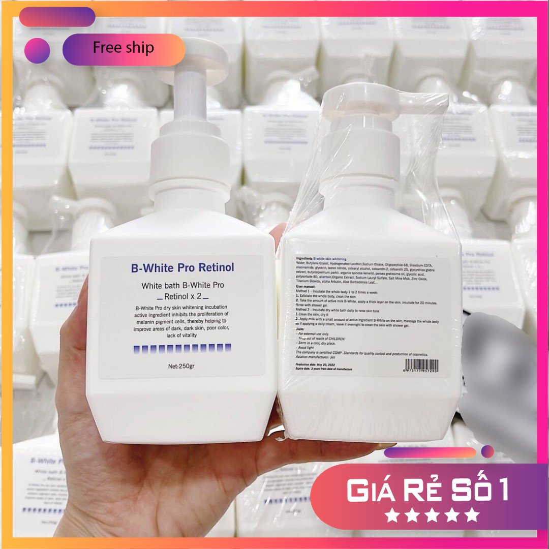 Tắm trắng ủ trắng khô b white proretinolx2 250ml trắng da , mờ thâm , chống lão hóa, bật tone nhanh